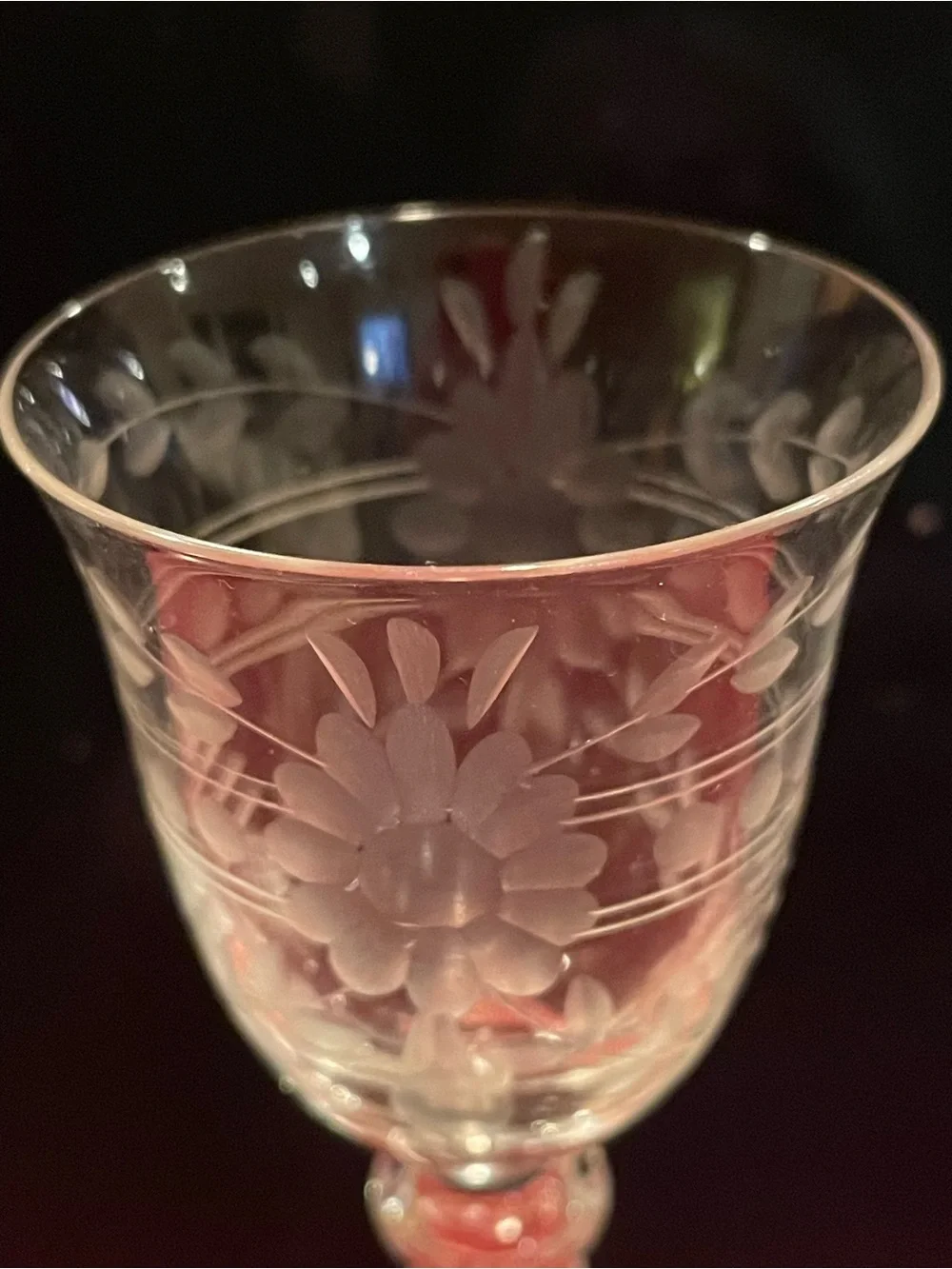 Antique Crystal Etched Liquor Glass - Clear. Set of 6